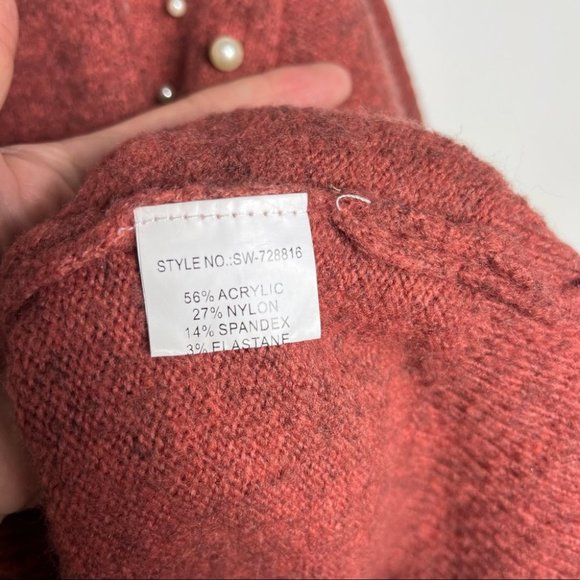 Pink Martini Rust Sweater with Pearl Accents - Picture 3 of 5